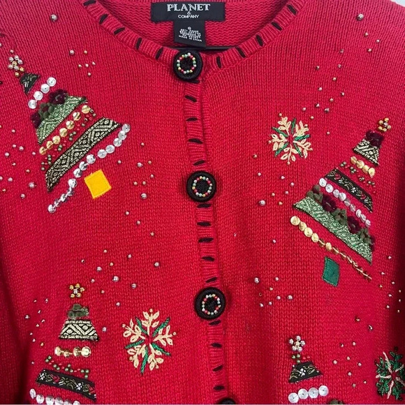Planet & Company Red Christmas Tree Cardigan - Picture 4 of 8